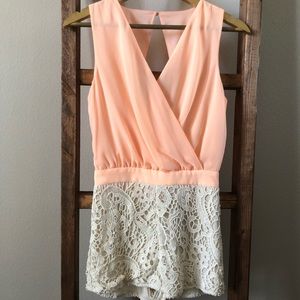 Coral and Ivory Romper